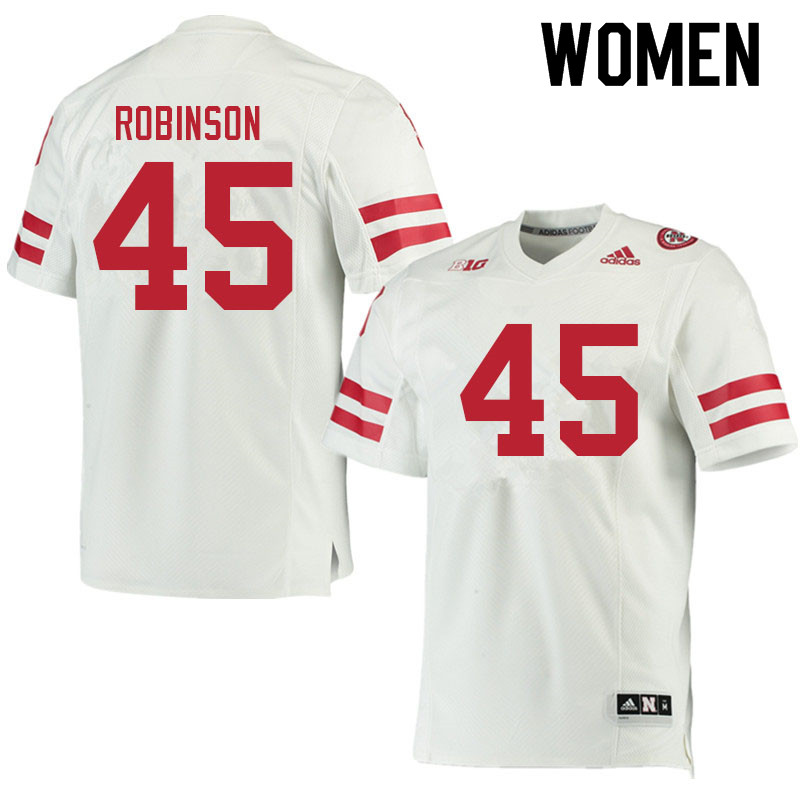 Women #45 Truitt Robinson Nebraska Cornhuskers College Football Jerseys Sale-White - Click Image to Close